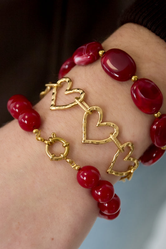 Roestvrijstalen kettingarmbanden met hart, casual, dagelijks, eenvoudig, serie, damessieraden