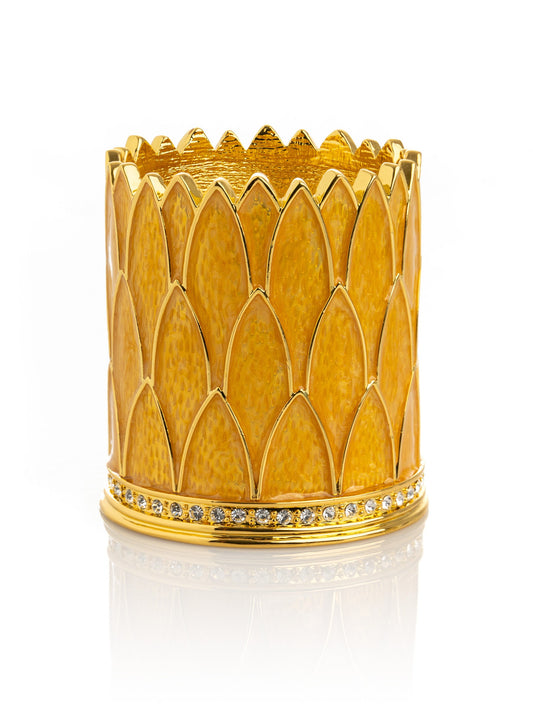 'Keren Kopal' Yellow Decorated Candle Holder