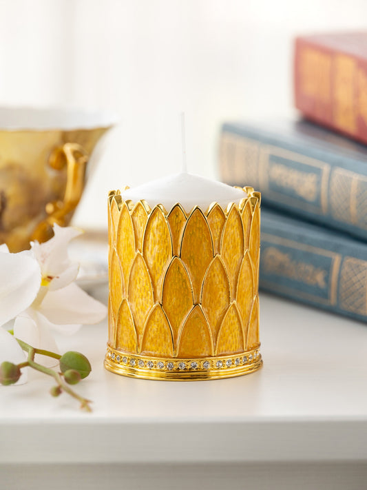 'Keren Kopal' Yellow Decorated Candle Holder